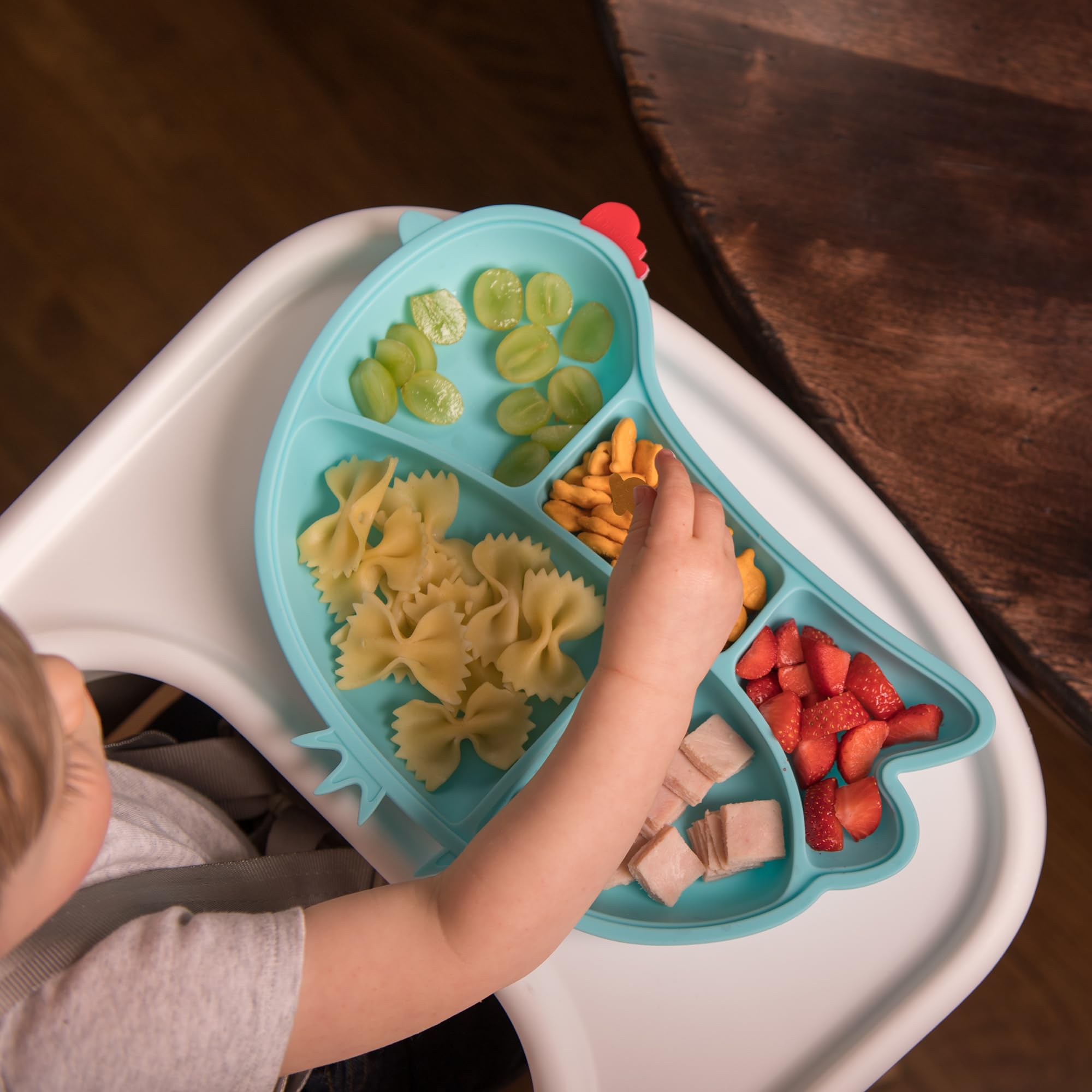 Innobaby Din Din Smart chicken plate blue microwave-safe