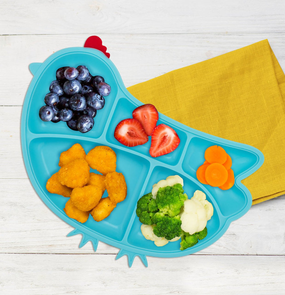 Innobaby Din Din Smart chicken plate blue suction base stabilizes meals