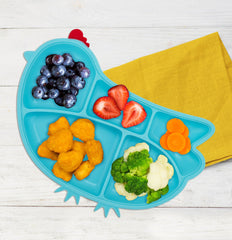 Innobaby Din Din Smart chicken plate blue suction base stabilizes meals