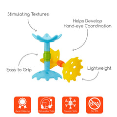 Innobaby EZ Grip Teether in hand improves grip and control during teething