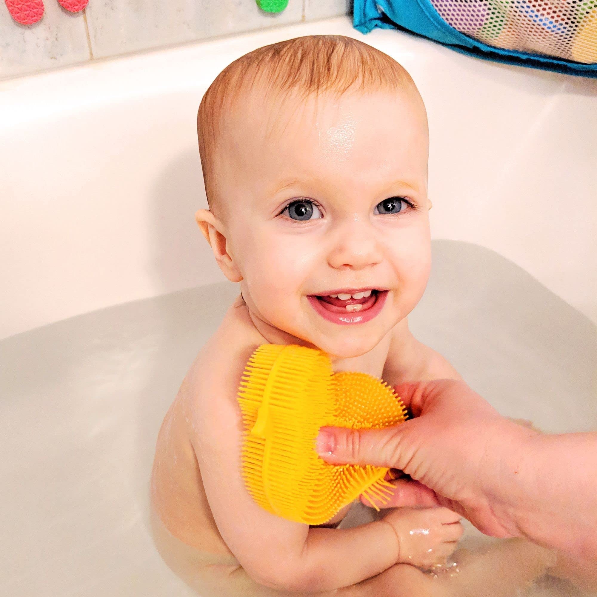 Innobaby Silicone Duck Scrub dishwasher safe for quick hygienic maintenance.