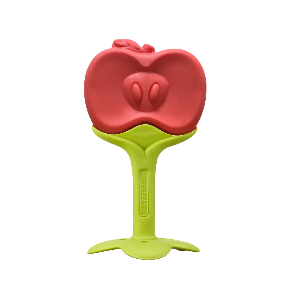 Innobaby Teethin Smart EZ Grip Apple teether close-up for targeted gum massage.