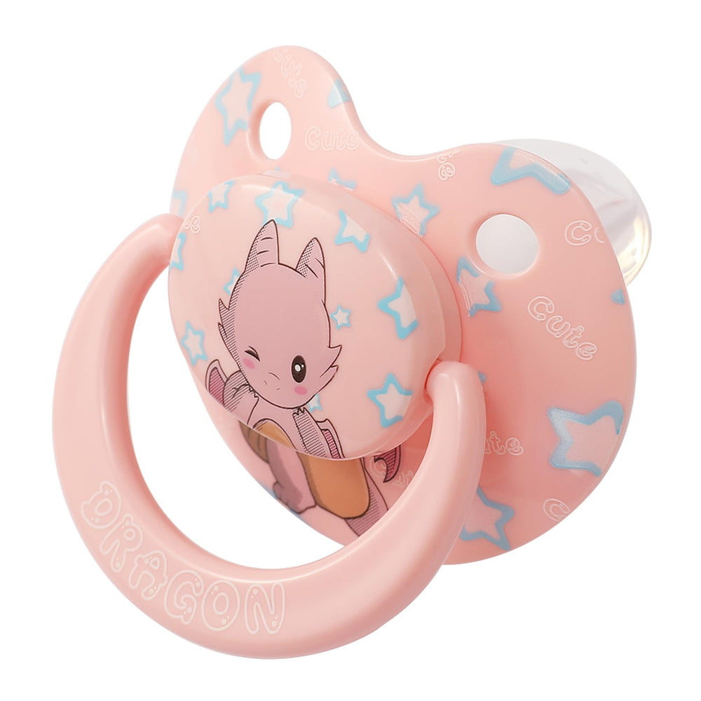 InnocenceIsle butterfly-shaped pacifier pink with dragon print adds reassurance at bedtime.