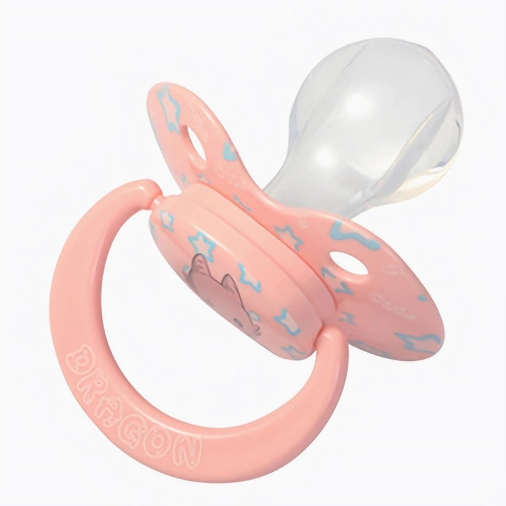 InnocenceIsle pink dragon-printed pacifier blends style with soothing ritual benefits.