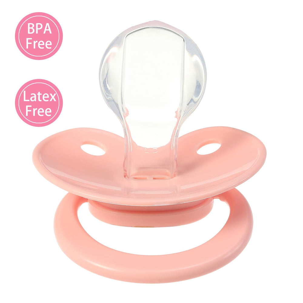 InnocenceIsle pacifier pink silicone nipple, food-grade material for daily use cleanliness.