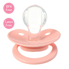 InnocenceIsle pacifier pink silicone nipple, food-grade material for daily use cleanliness.