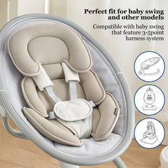 Innokids beige head and neck cushion enhances cozy stroller rides.