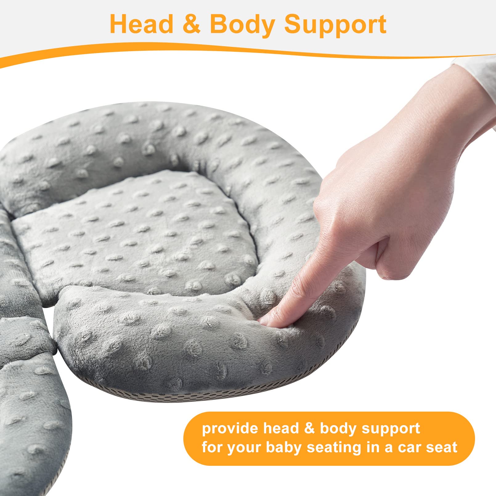 Innokids infant car seat insert beige gray padding edge supports head and body