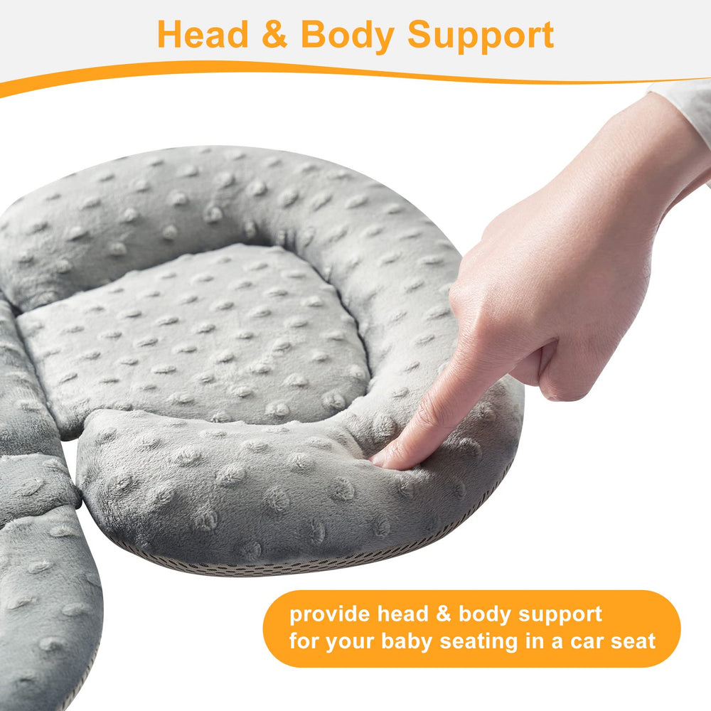 Innokids infant car seat insert beige gray padding edge supports head and body