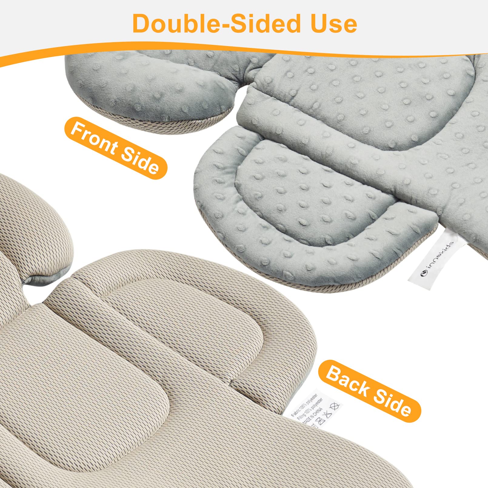 Innokids infant car seat insert beige gray soft touch face for cozy cooler days