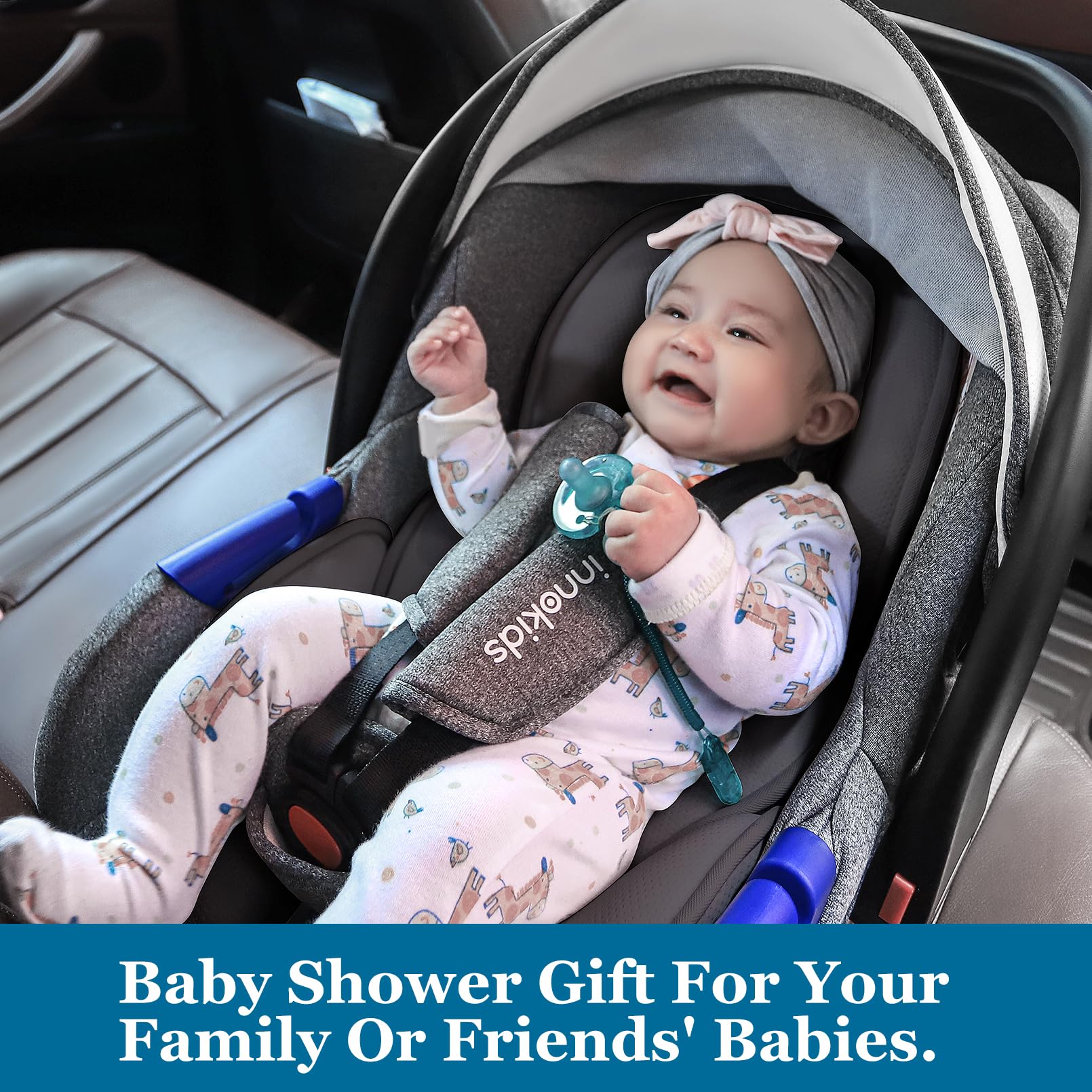 Innokids multi-function design installs quickly in car seats and strollers.