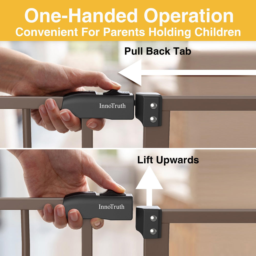 InnoTruth baby gate 2-way swing offers effortless access from either side.