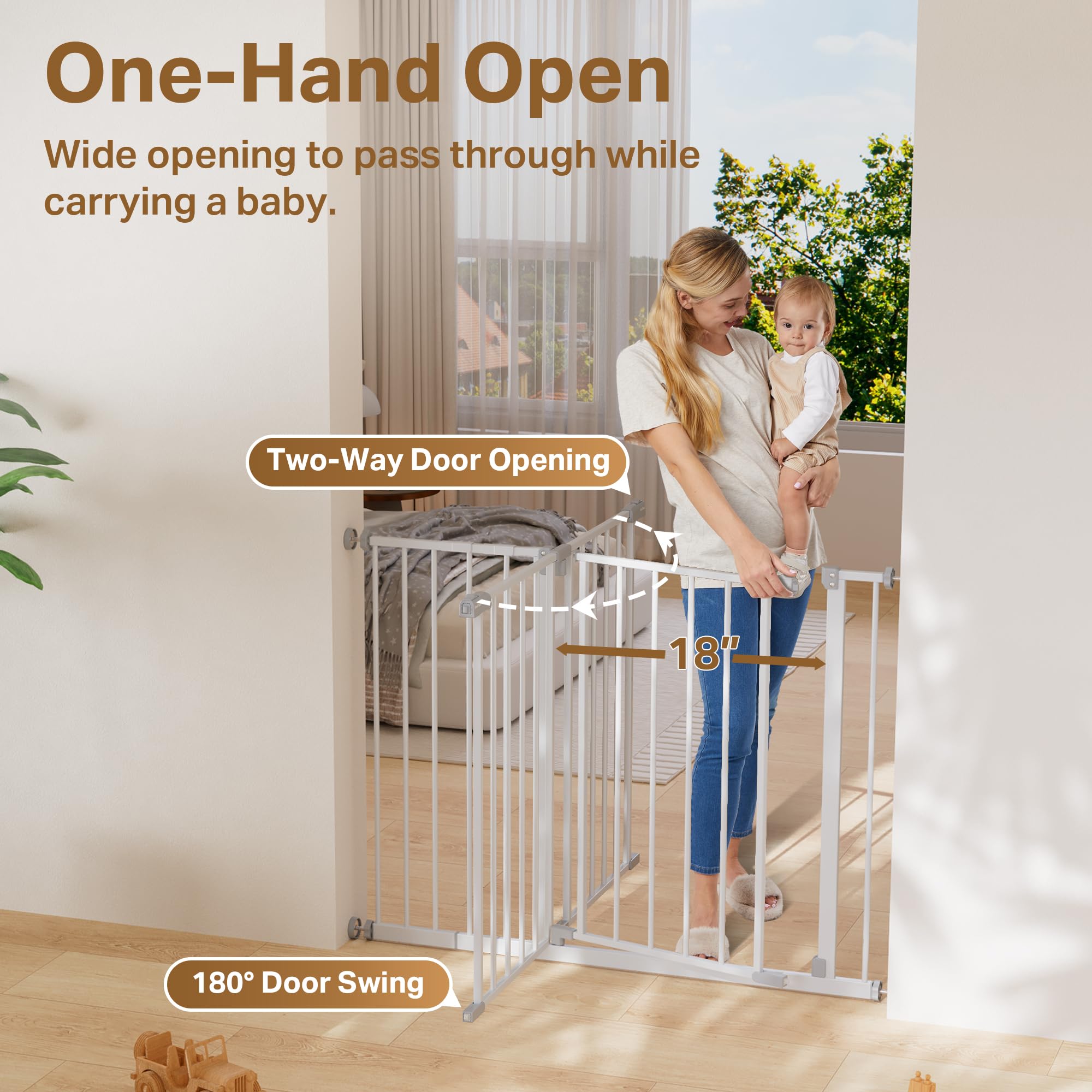 InnoTruth baby gate 30-inch tall design offers visible, sturdy protection.
