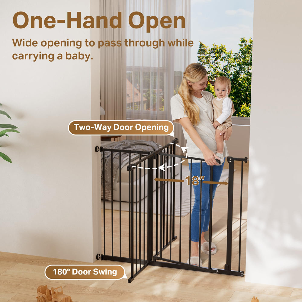 InnoTruth gate stays open at 90 degrees for hands-free passage.
