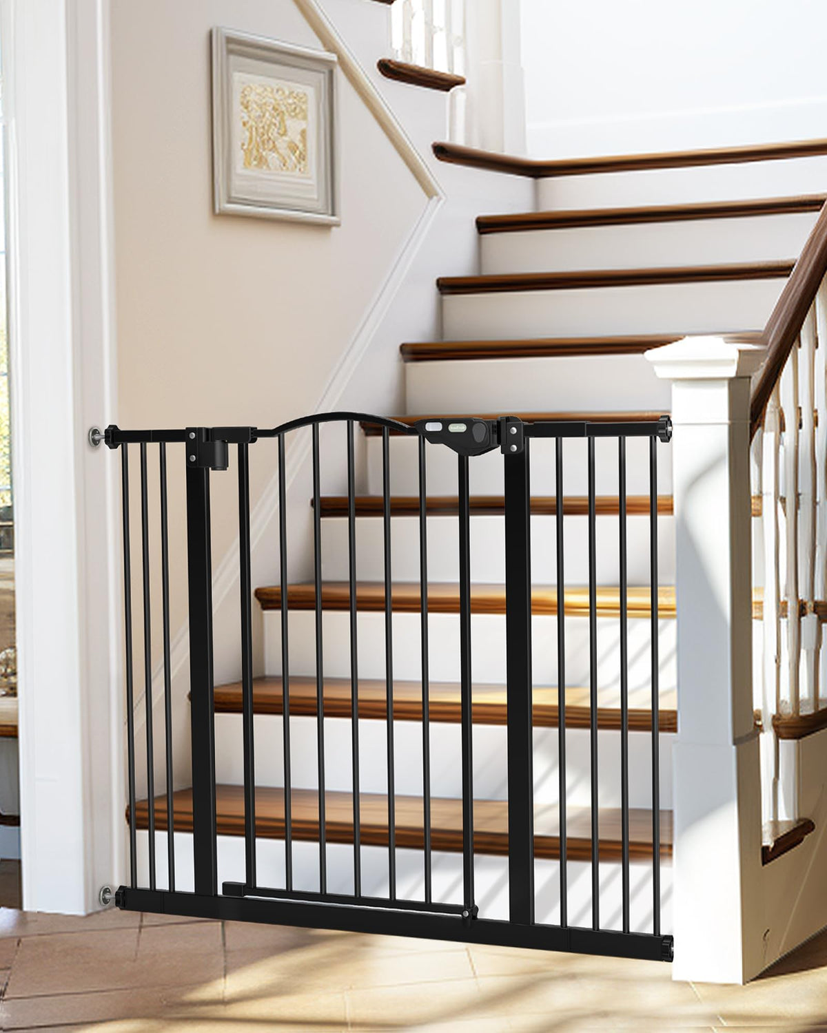 InnoTruth baby gate extended-width: adjustable-fit for stairs and doorways safely.