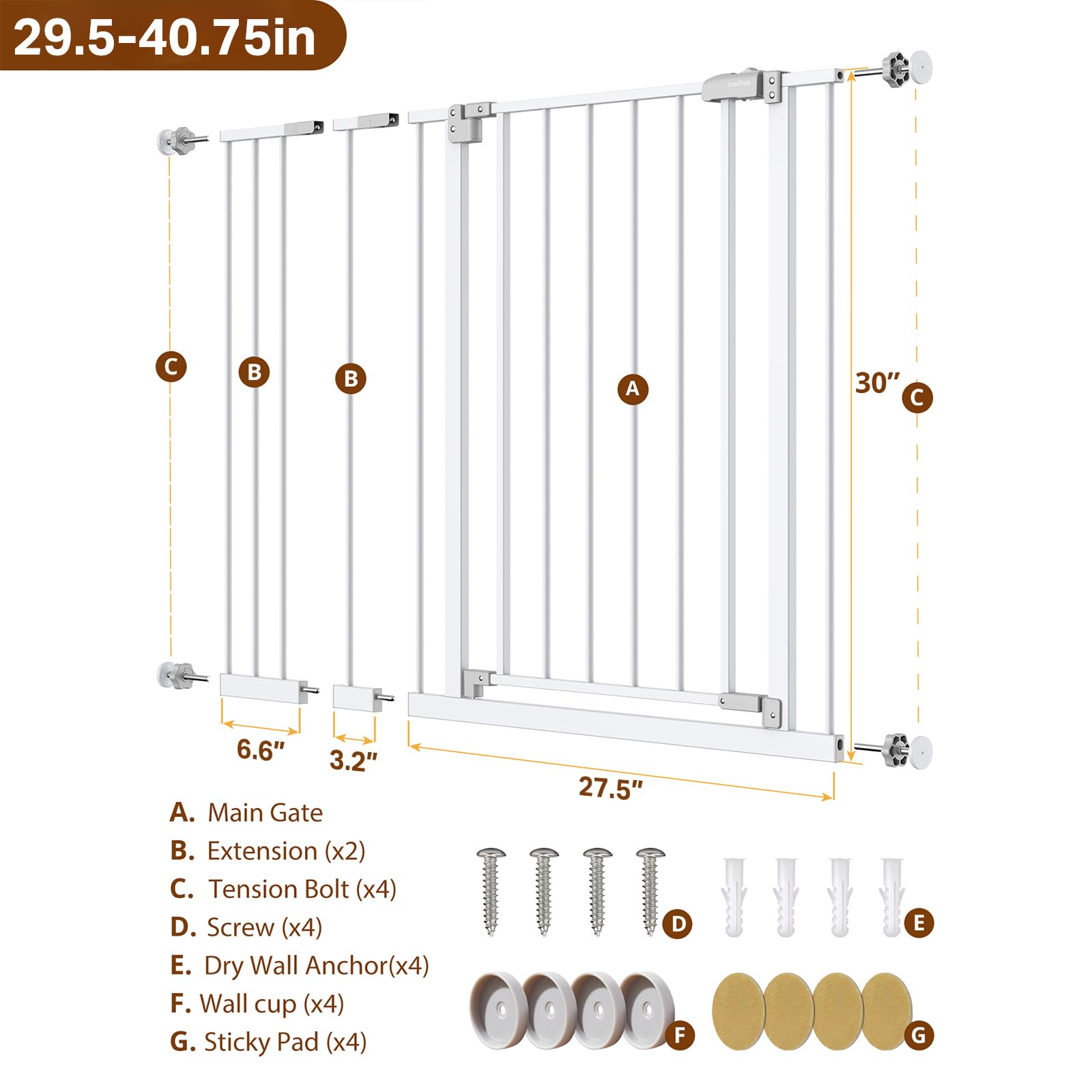 InnoTruth baby gate metal frame delivers durable daily use.