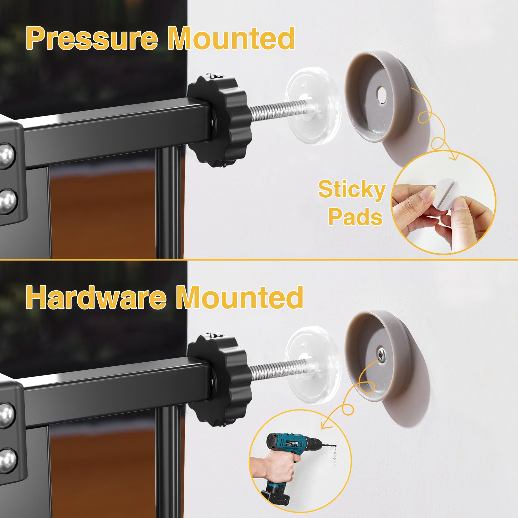 InnoTruth pressure-mount installation protects walls during temporary use.