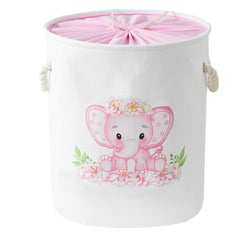 INough baby basket pink hamper shows large capacity for toys and laundry in a nursery.