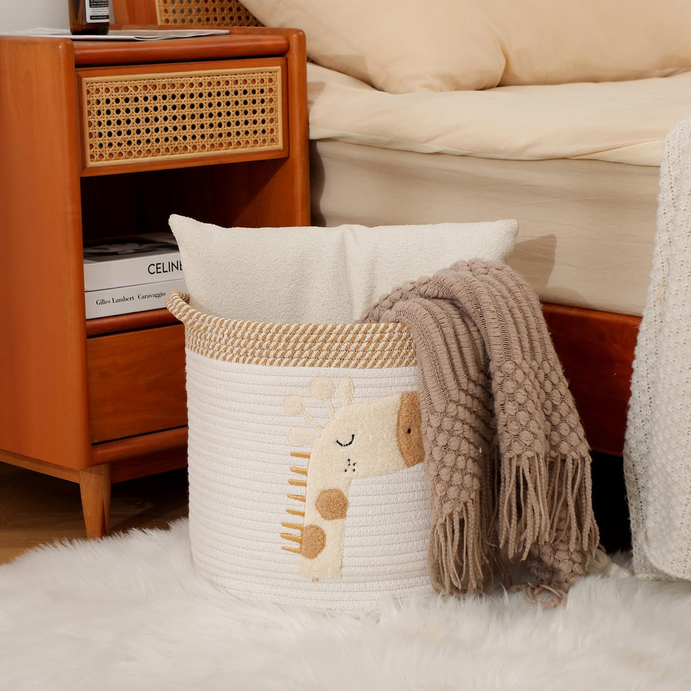 INough blanket basket doubles as nursery organizer for cozy storage and decor