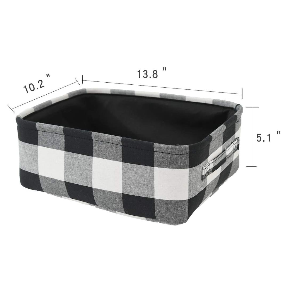 INough Buffalo Plaid basket with rope handles ready to move