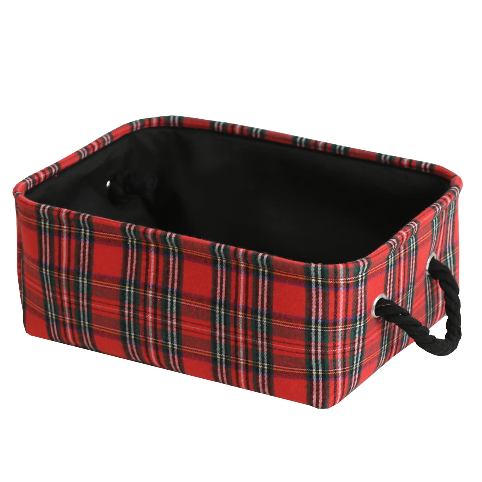 INough Christmas basket front view highlights festive storage for ornaments and gifts.