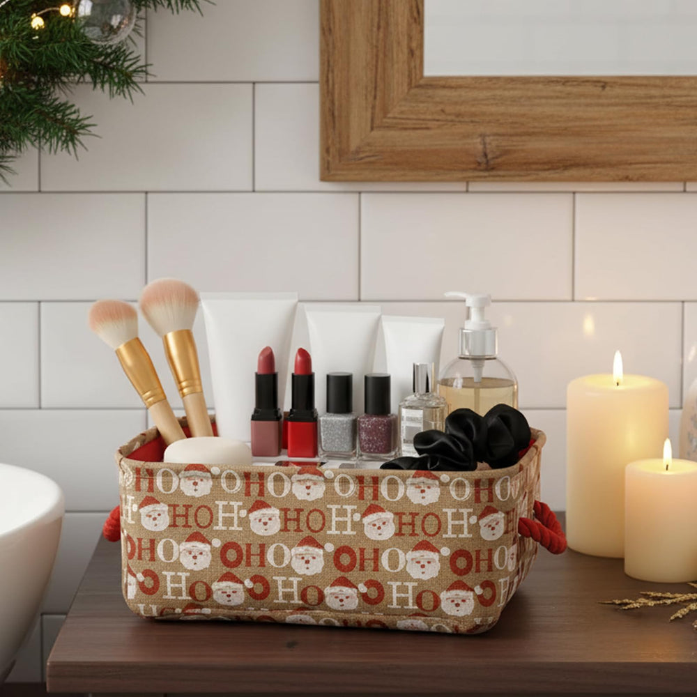 INough Christmas baskets fold-flat-storage ideal for off-season organization.