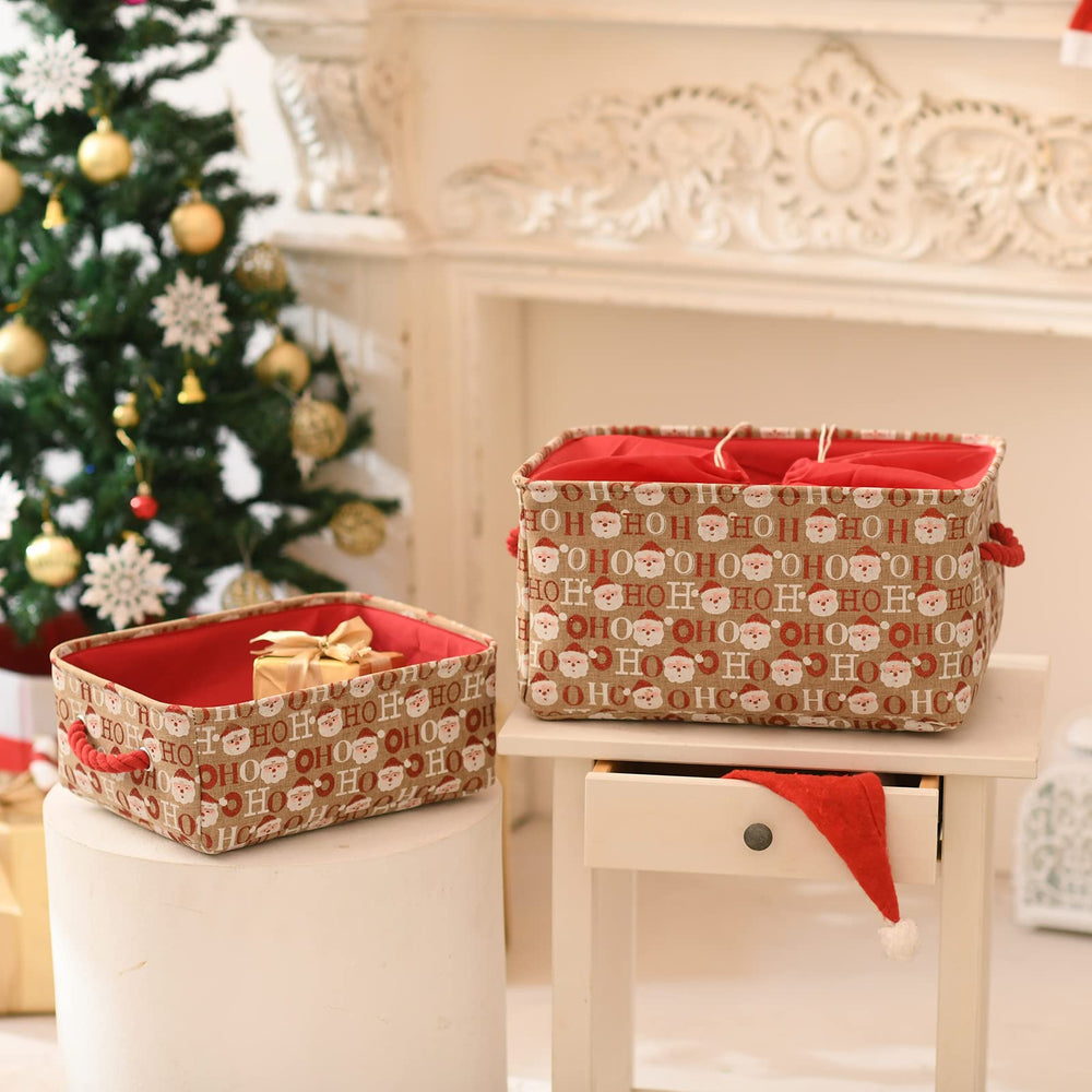 INough Christmas baskets rope-handles facilitate easy carry during holiday setup.