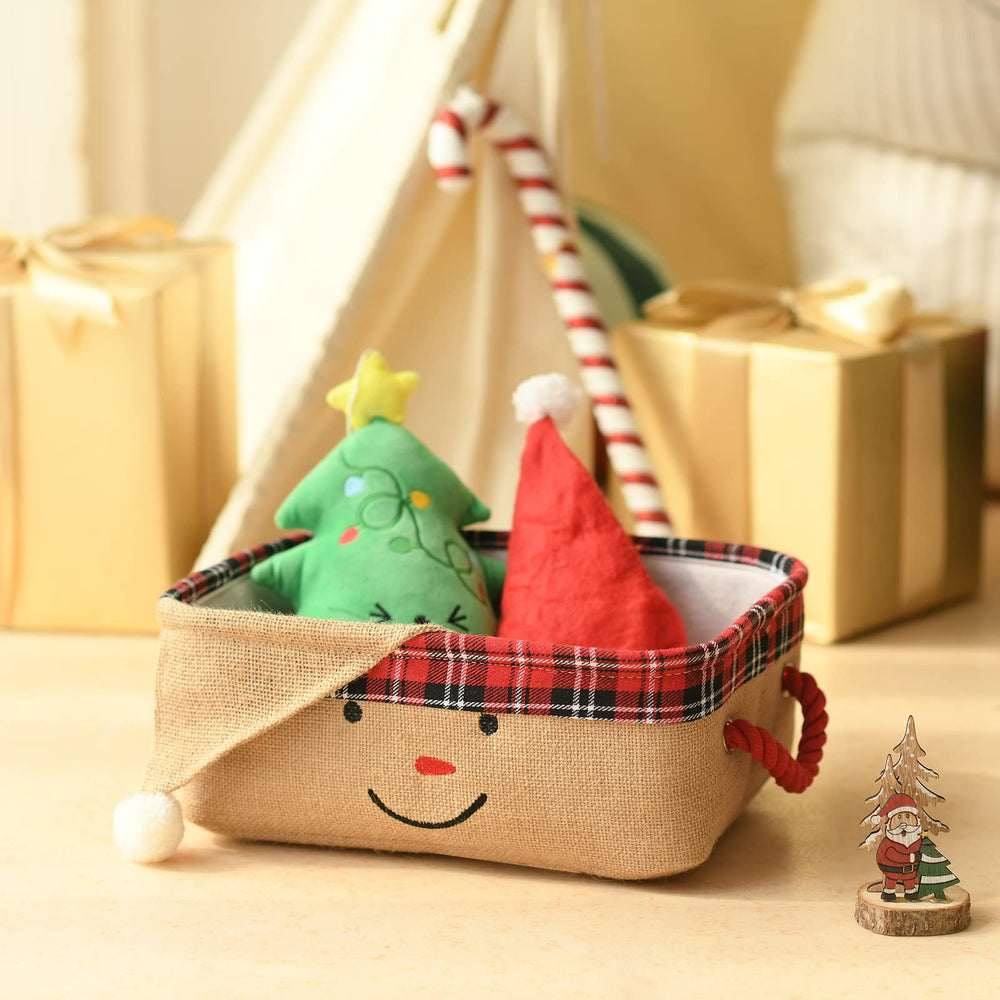 INough Christmas basket with sturdy rope handles for moving between rooms