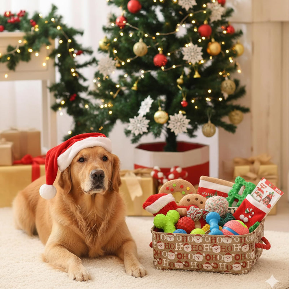 INough Christmas baskets size-35x27x12cm reveals ample room for holiday decor.