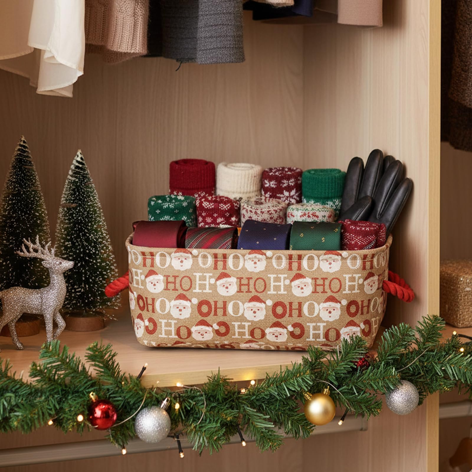 INough Christmas baskets sturdy-construction features metal rod frames for reliable support.