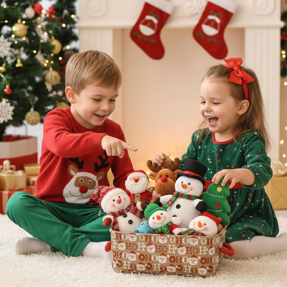 INough Christmas baskets waterproof-canvas-closeup highlights durable, water-resistant ornament storage.