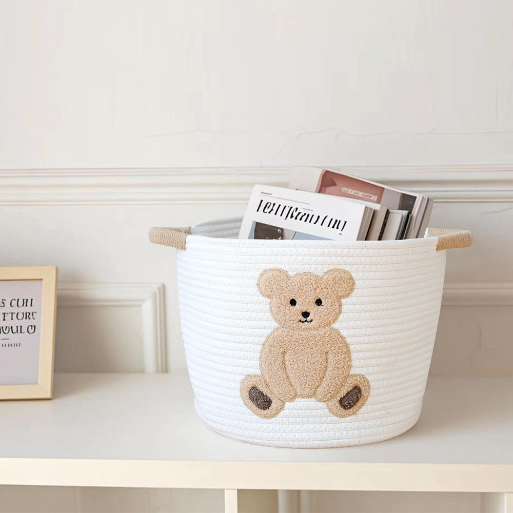 INough gift basket idea for baby showers or housewarmings with practical storage.