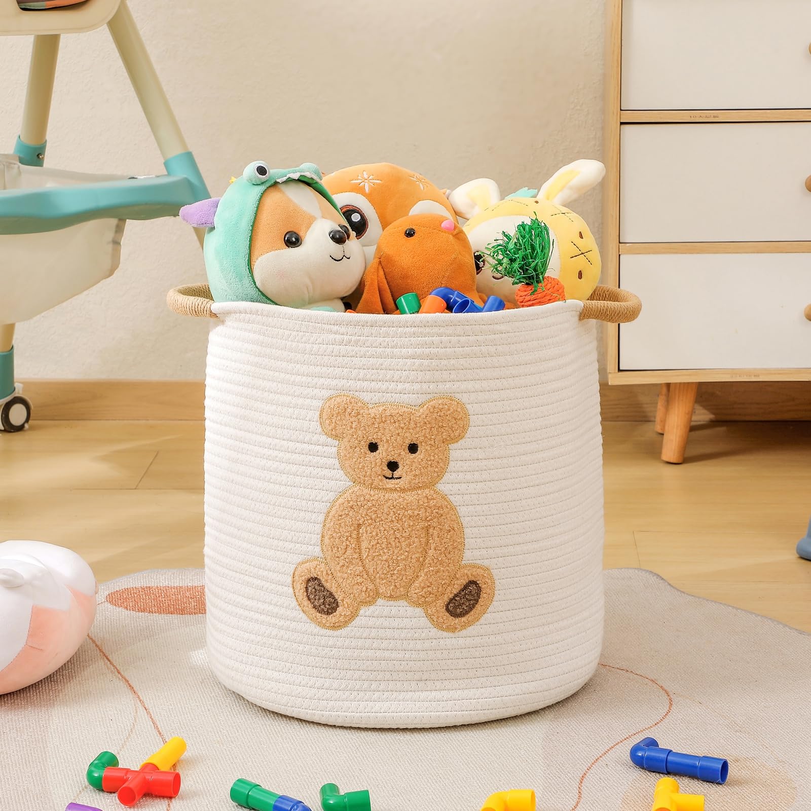 INough easy-clean cotton rope basket resists daily use in homes
