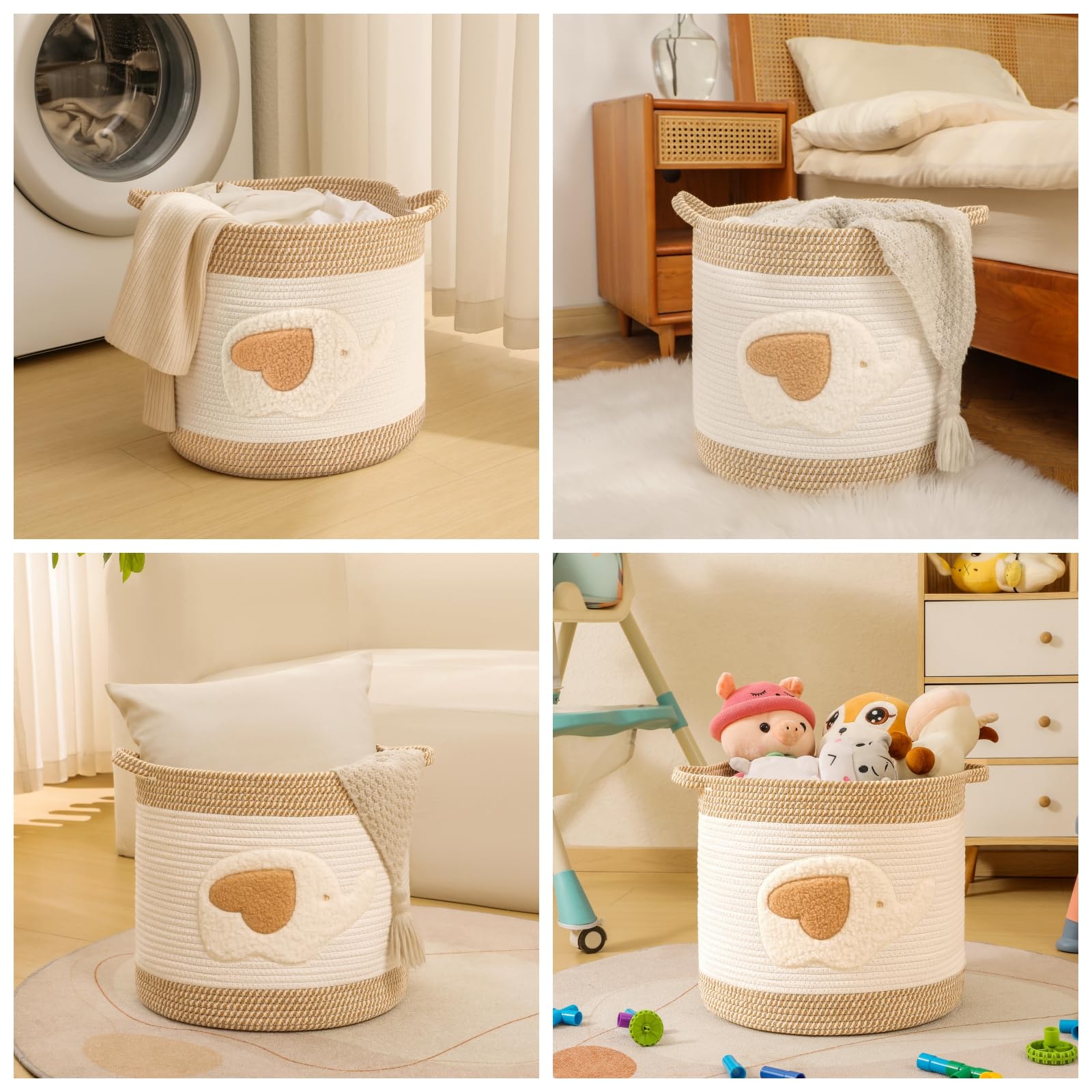 INough embroidered elephant design adds whimsical decor and playful touch to rooms.