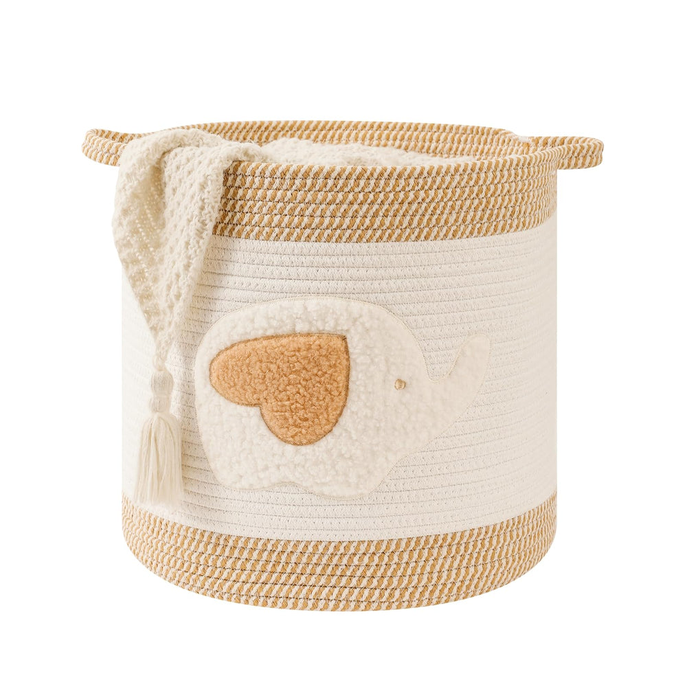 INough large blanket basket elephant foldable design for easy storage and kid-friendly organization.
