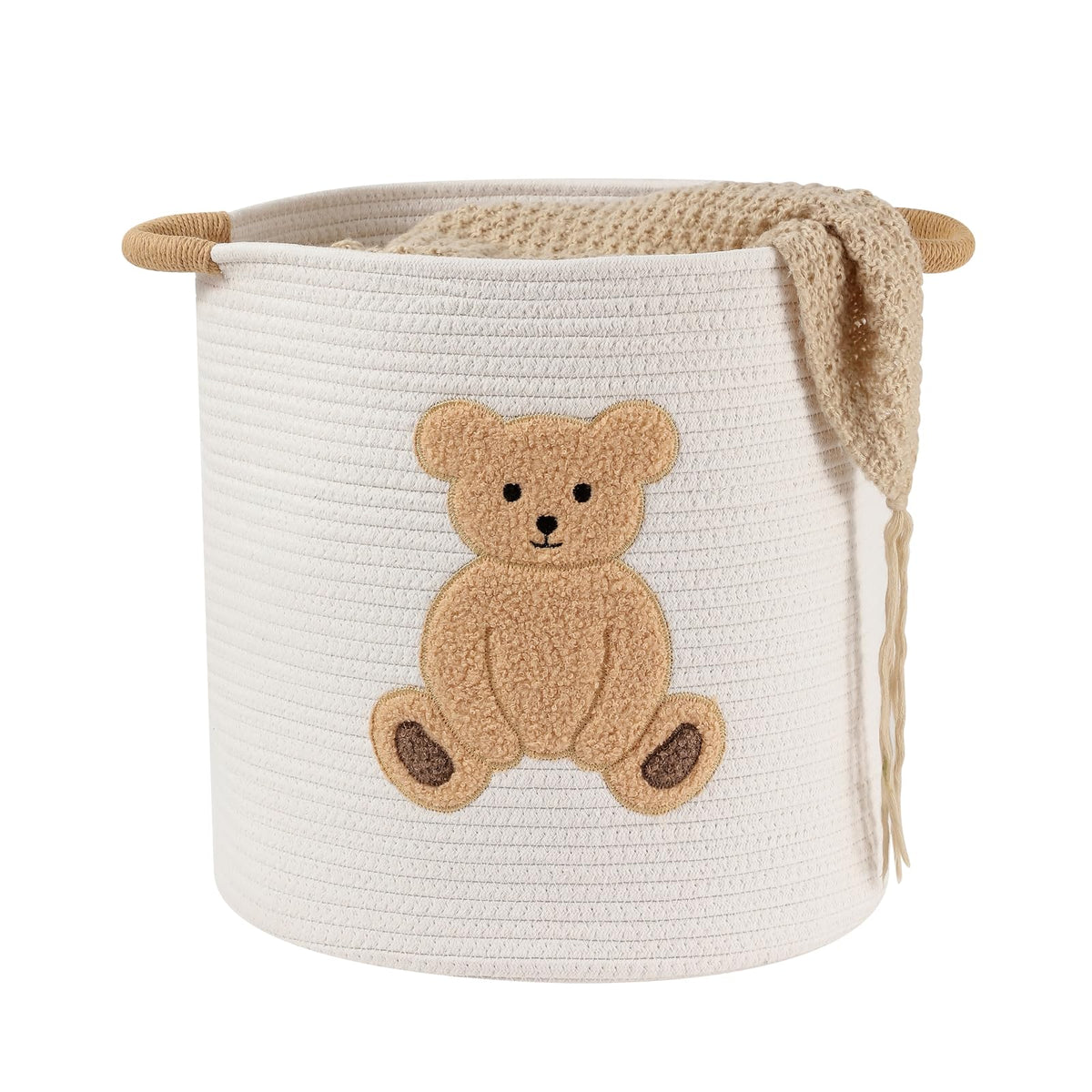 INough large blanket basket organizes blankets and toys in living room