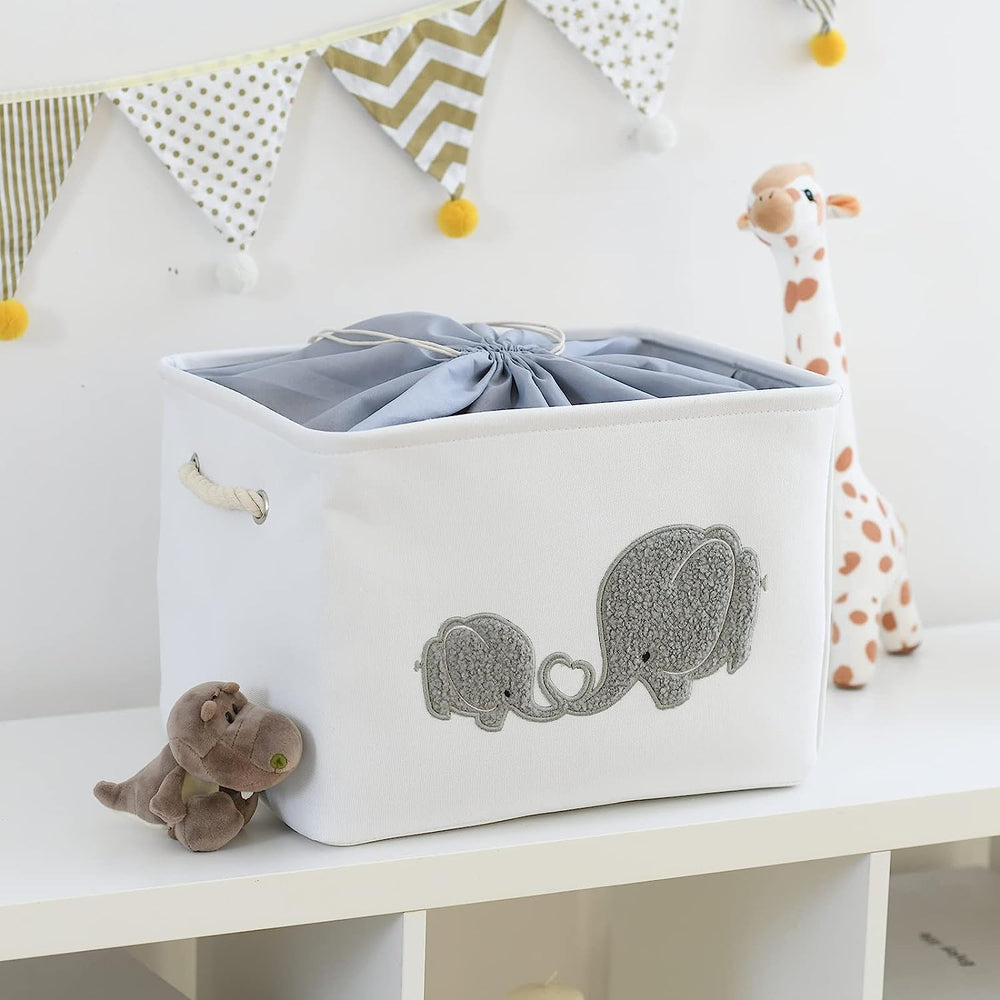 INough nylon storage baskets toy-box-organization ideal for kids' rooms.