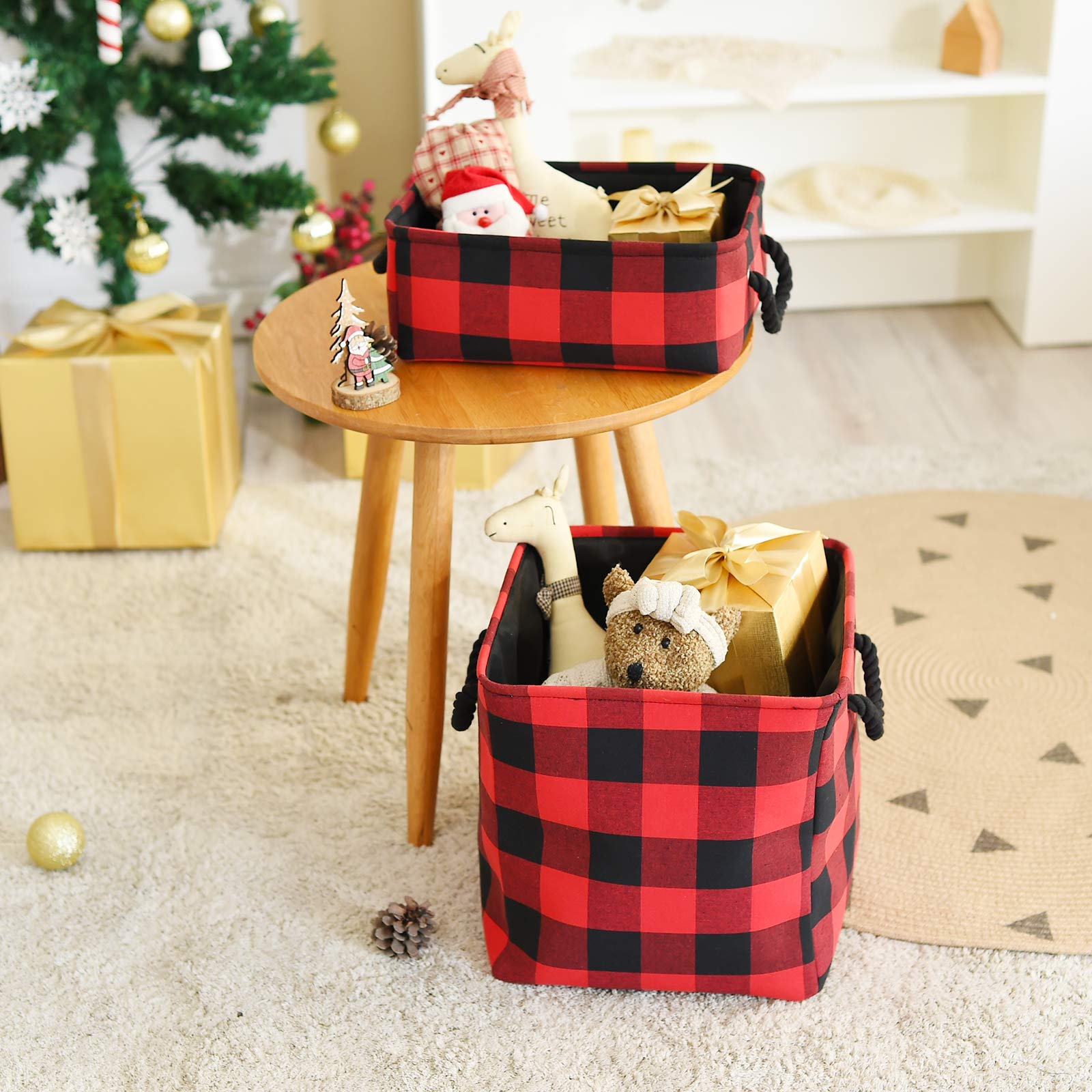INough ornaments storage bin keeps holiday decor neatly contained.