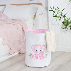 INough nursery hamper for kids' rooms highlights versatility for toys, books, and blankets.