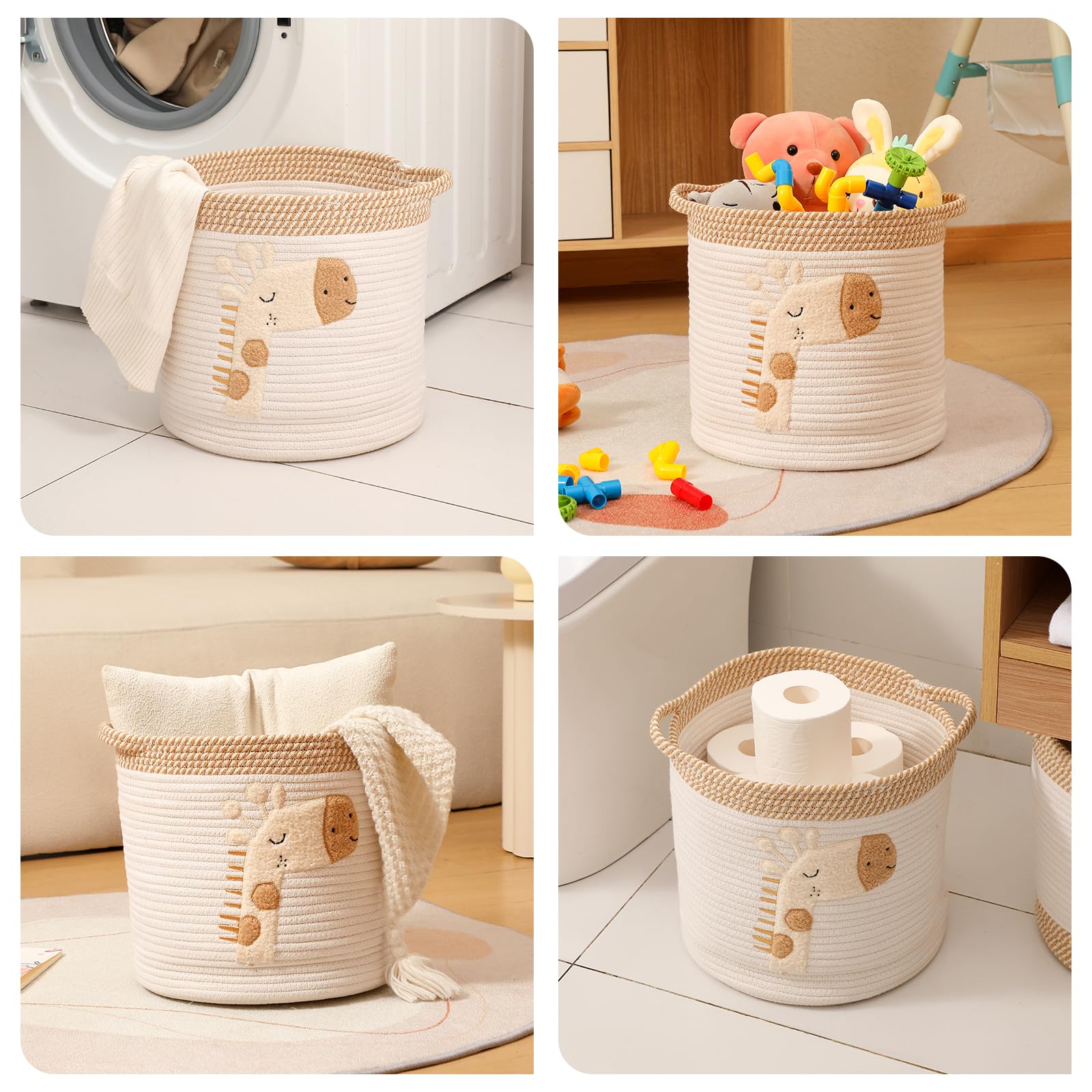 INough portable basket with handles for room-to-room organization and versatile use