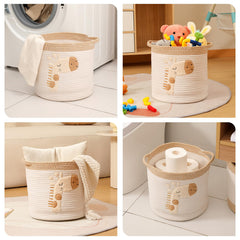 INough portable basket with handles for room-to-room organization and versatile use