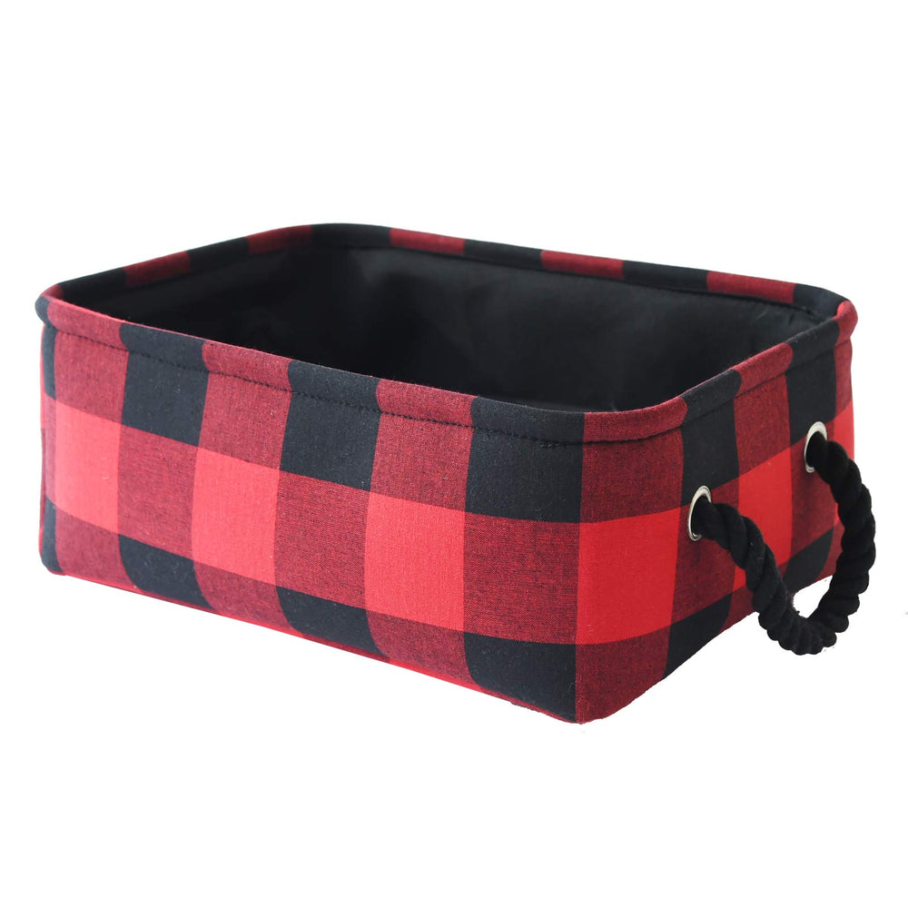 INough red Christmas basket closeup for festive gift and ornament storage
