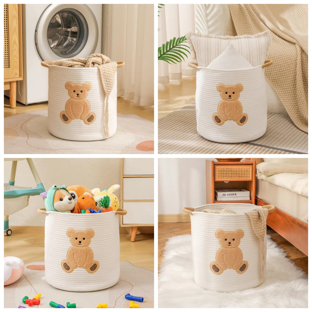 INough reinforced-handles basket makes carrying toys or towels between rooms easy