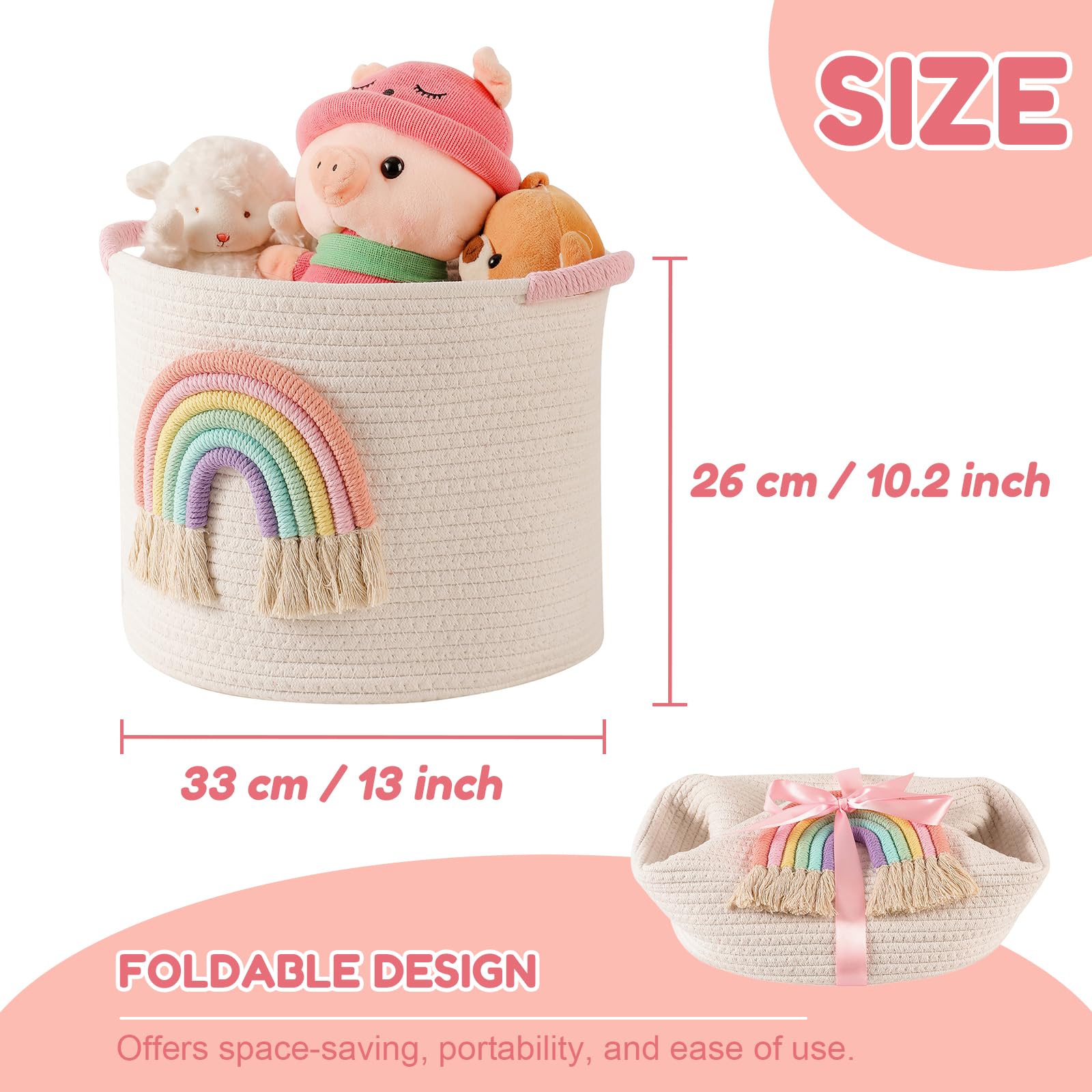 INough boho rainbow decor highlights pastel yarn and six-line cotton rope design.