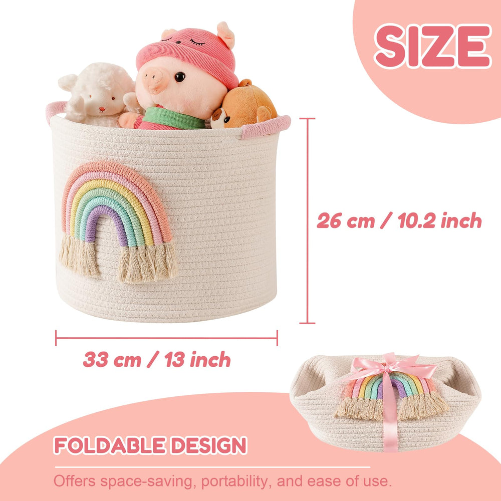 INough boho rainbow decor highlights pastel yarn and six-line cotton rope design.