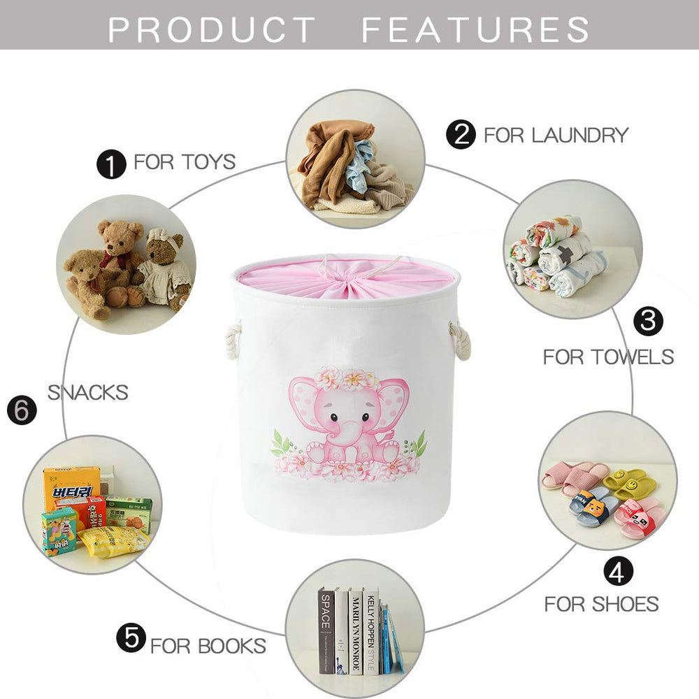 INough two-handled design supports easy transport around a kids' room.