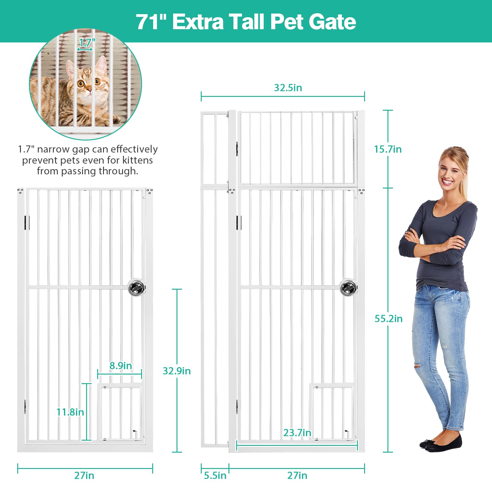 INRLKIT anti-slip pressure mount with foam ramp protects floors and stabilizes the gate.