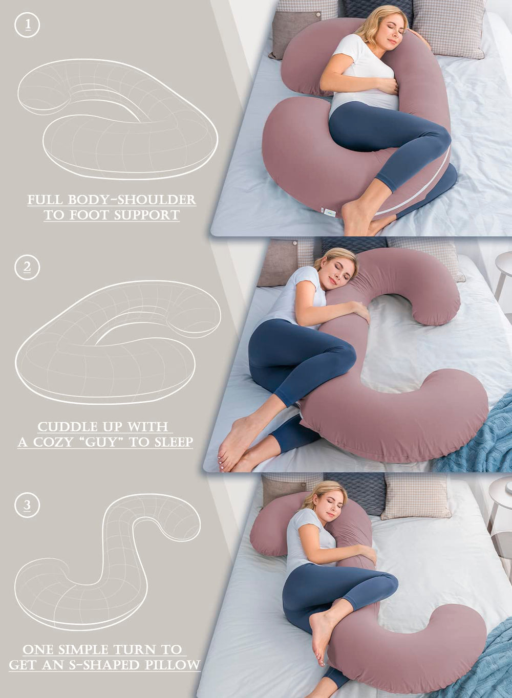 INSEN full-body support pillow suits bed use for relaxing after work