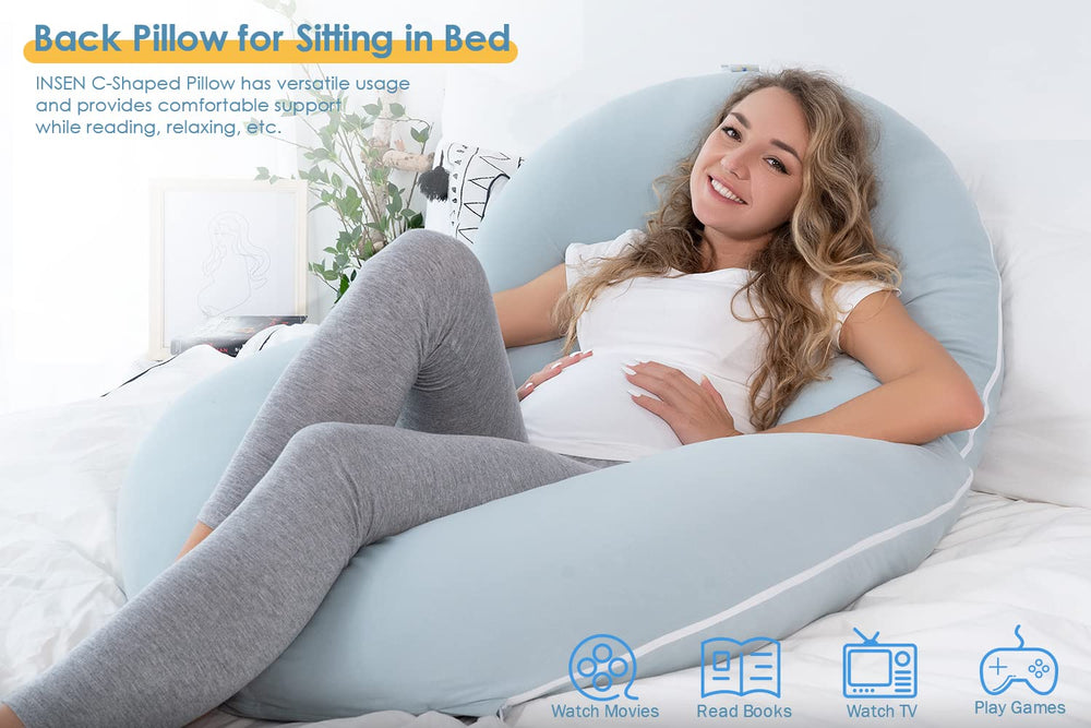 INSEN maternity pillow removable covers with independent zippers for easy washing