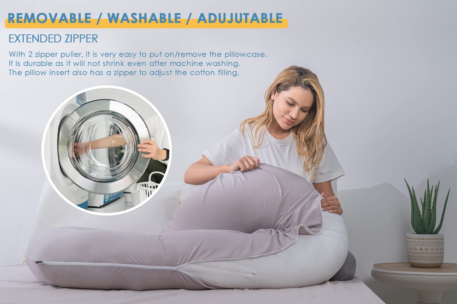 INSEN pillow in cozy bedroom scene promoting restful sleep during pregnancy